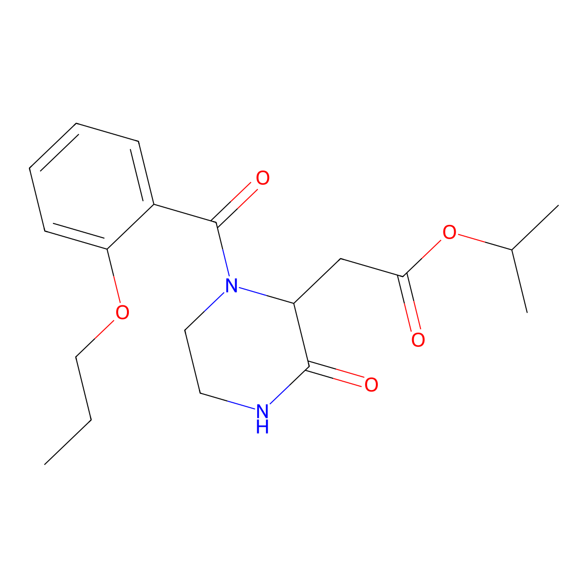 Propan-2-yl 2-[3-oxo-1-(2-propoxybenzoyl)piperazin-2-yl]acetate molecular structure, CAS 1008226-93-4