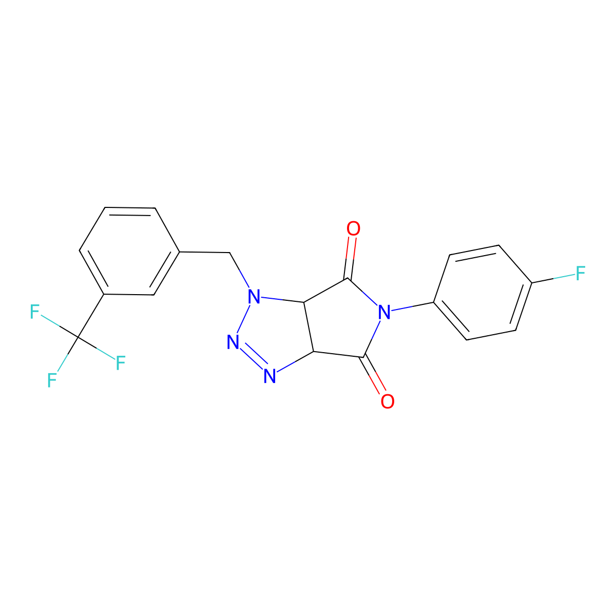 5-(4-fluorophenyl)-1-{[3-(trifluoromethyl)phenyl]methyl}-1H,3aH,4H,5H,6H,6aH-pyrrolo[3,4-d][1,2,3]triazole-4,6-dione molecular structure, CAS 1008227-22-2