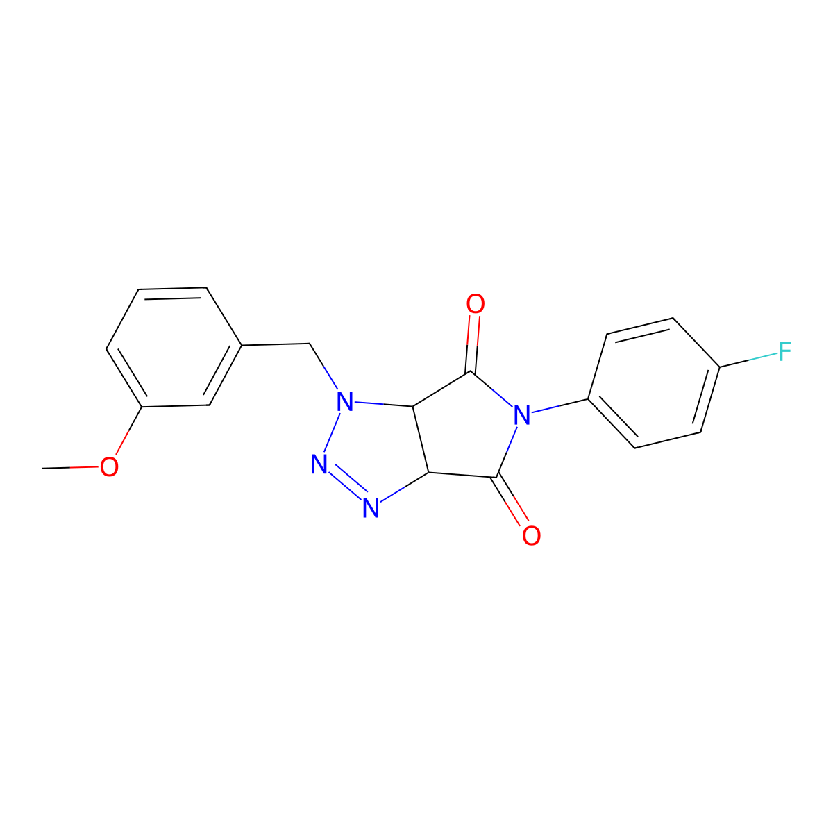 5-(4-fluorophenyl)-1-(3-methoxybenzyl)-1,6a-dihydropyrrolo[3,4-d][1,2,3]triazole-4,6(3aH,5H)-dione molecular structure, CAS 1008227-24-4