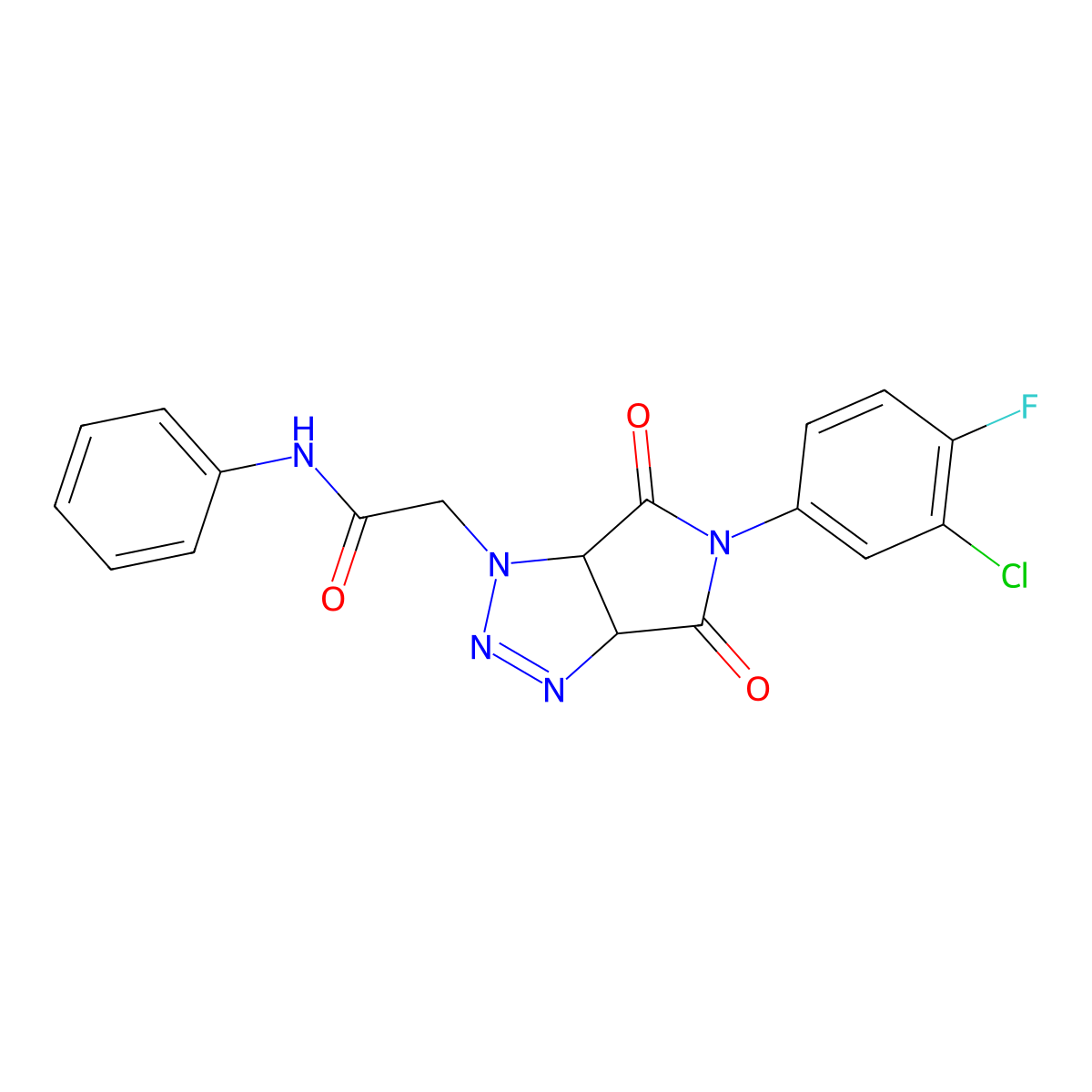 2-[5-(3-chloro-4-fluorophenyl)-4,6-dioxo-4,5,6,6a-tetrahydropyrrolo[3,4-d][1,2,3]triazol-1(3aH)-yl]-N-phenylacetamide molecular structure, CAS 1008227-70-0