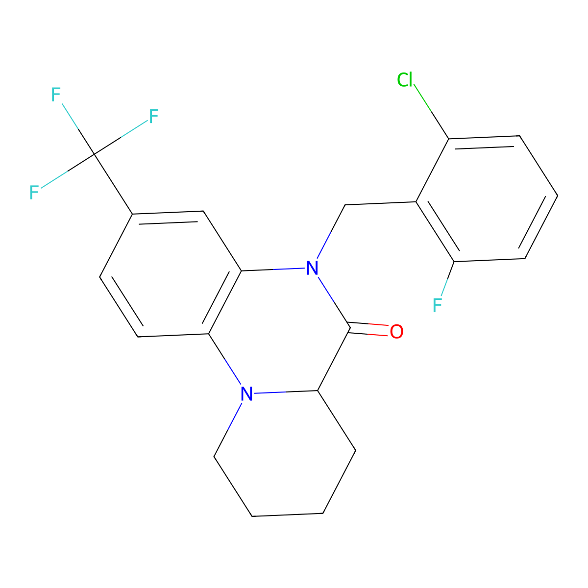5-[(2-chloro-6-fluorophenyl)methyl]-3-(trifluoromethyl)-7,8,9,10-tetrahydro-6aH-pyrido[1,2-a]quinoxalin-6-one molecular structure, CAS 1008229-49-9