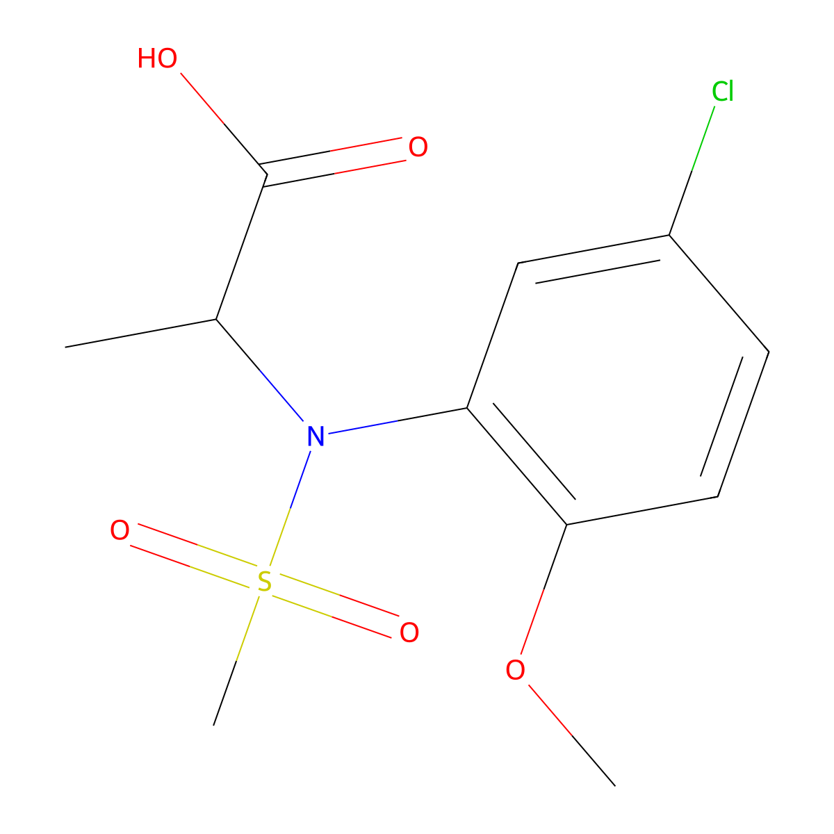 N-(5-chloro-2-methoxyphenyl)-N-(methylsulfonyl)alanine molecular structure, CAS 1008229-95-5
