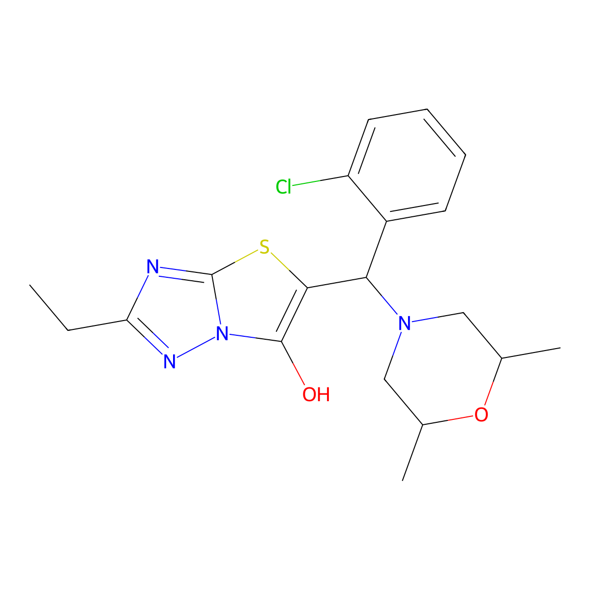5-((2-Chlorophenyl)(2,6-dimethylmorpholino)methyl)-2-ethylthiazolo[3,2-b][1,2,4]triazol-6-ol molecular structure, CAS 1008230-52-1