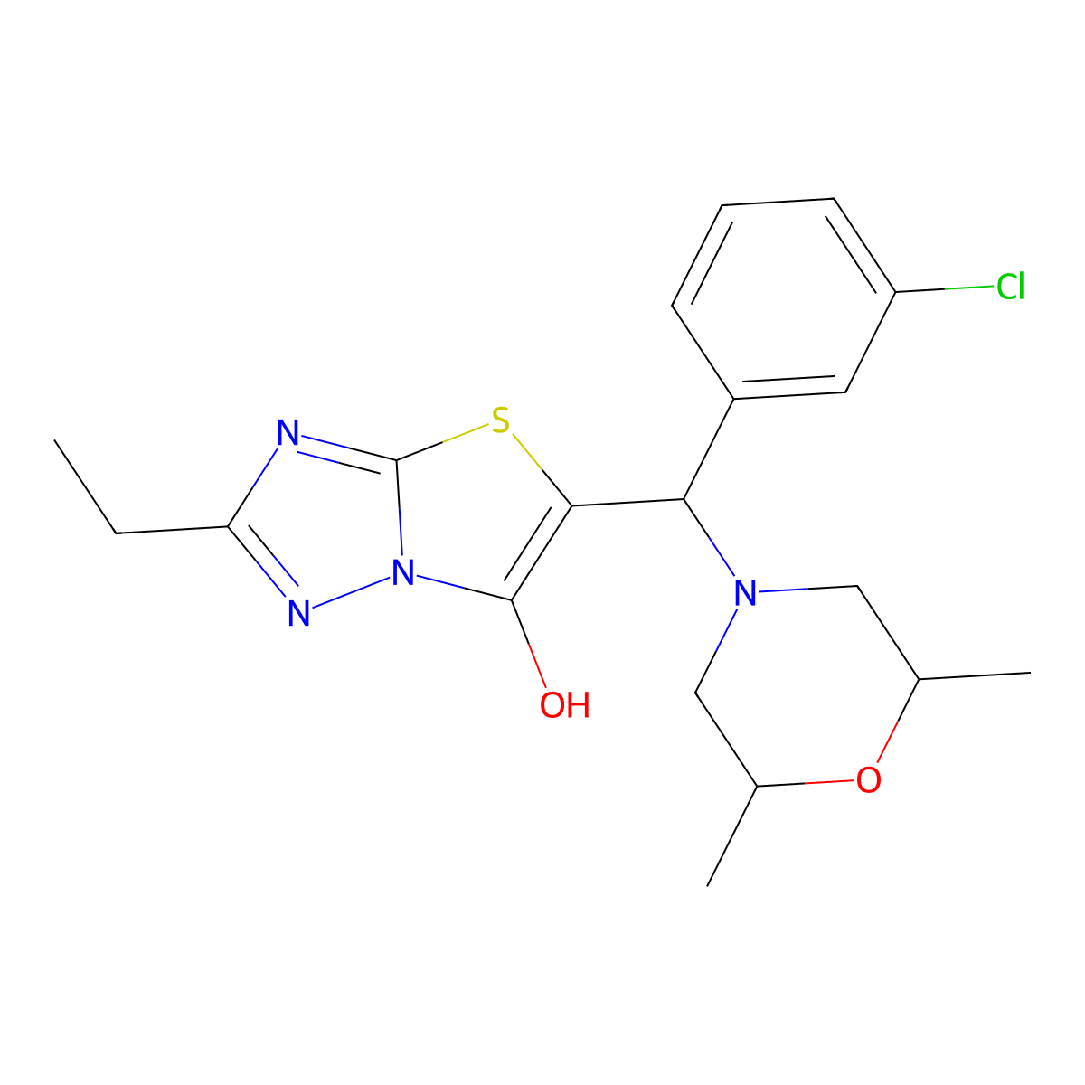 5-((3-Chlorophenyl)(2,6-dimethylmorpholino)methyl)-2-ethylthiazolo[3,2-b][1,2,4]triazol-6-ol molecular structure, CAS 1008230-53-2