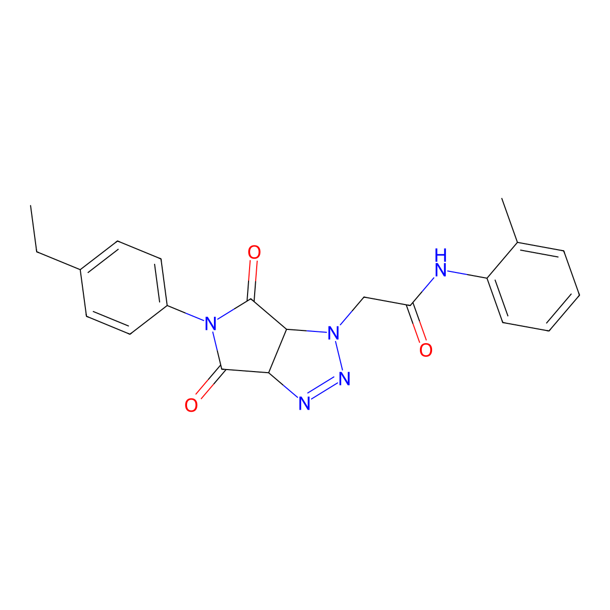 2-(5-(4-ethylphenyl)-4,6-dioxo-4,5,6,6a-tetrahydropyrrolo[3,4-d][1,2,3]triazol-1(3aH)-yl)-N-(o-tolyl)acetamide molecular structure, CAS 1008233-60-0