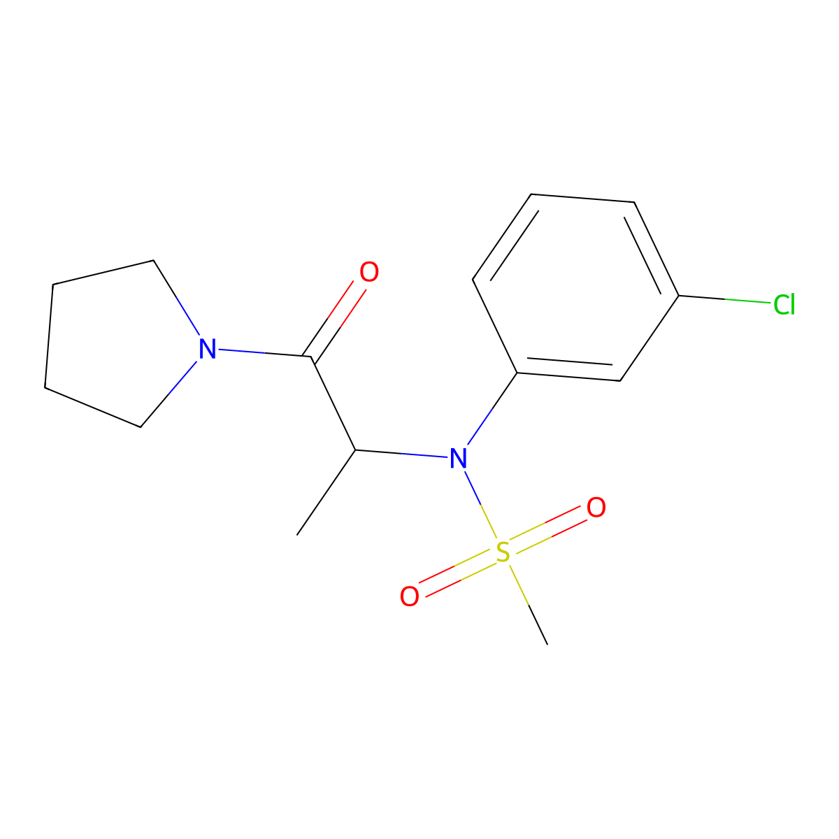 N-(3-chlorophenyl)-N-(1-oxo-1-pyrrolidin-1-ylpropan-2-yl)methanesulfonamide molecular structure, CAS 1008233-78-0
