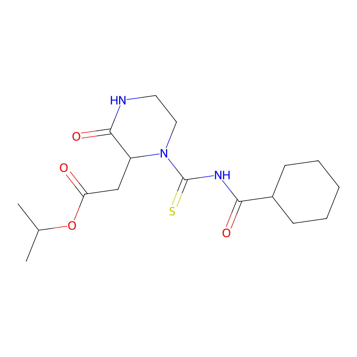 Propan-2-yl 2-[1-(cyclohexanecarbonylcarbamothioyl)-3-oxopiperazin-2-yl]acetate molecular structure, CAS 1008235-52-6