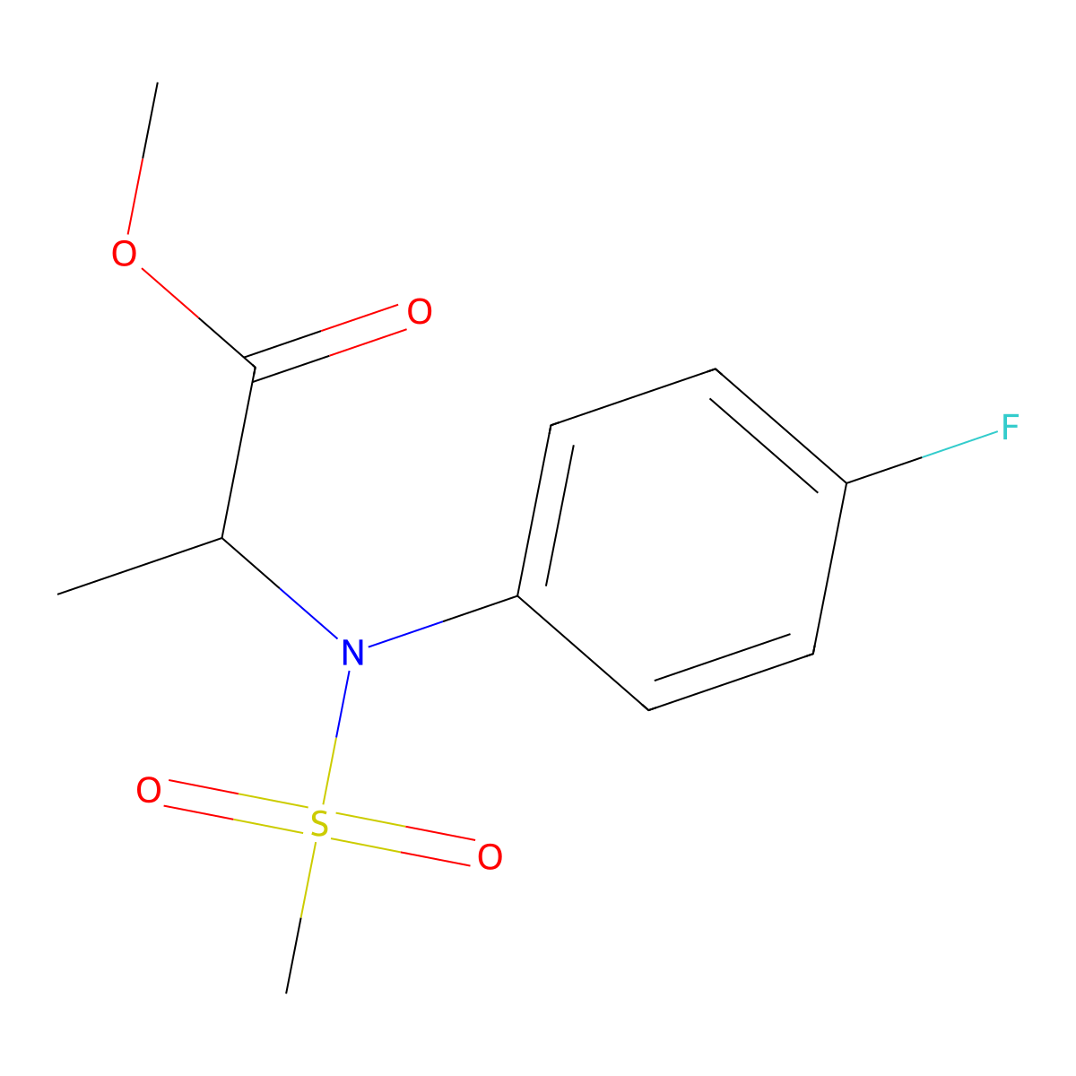 Methyl N-(4-fluorophenyl)-N-(methylsulfonyl)alaninate molecular structure, CAS 1008235-58-2