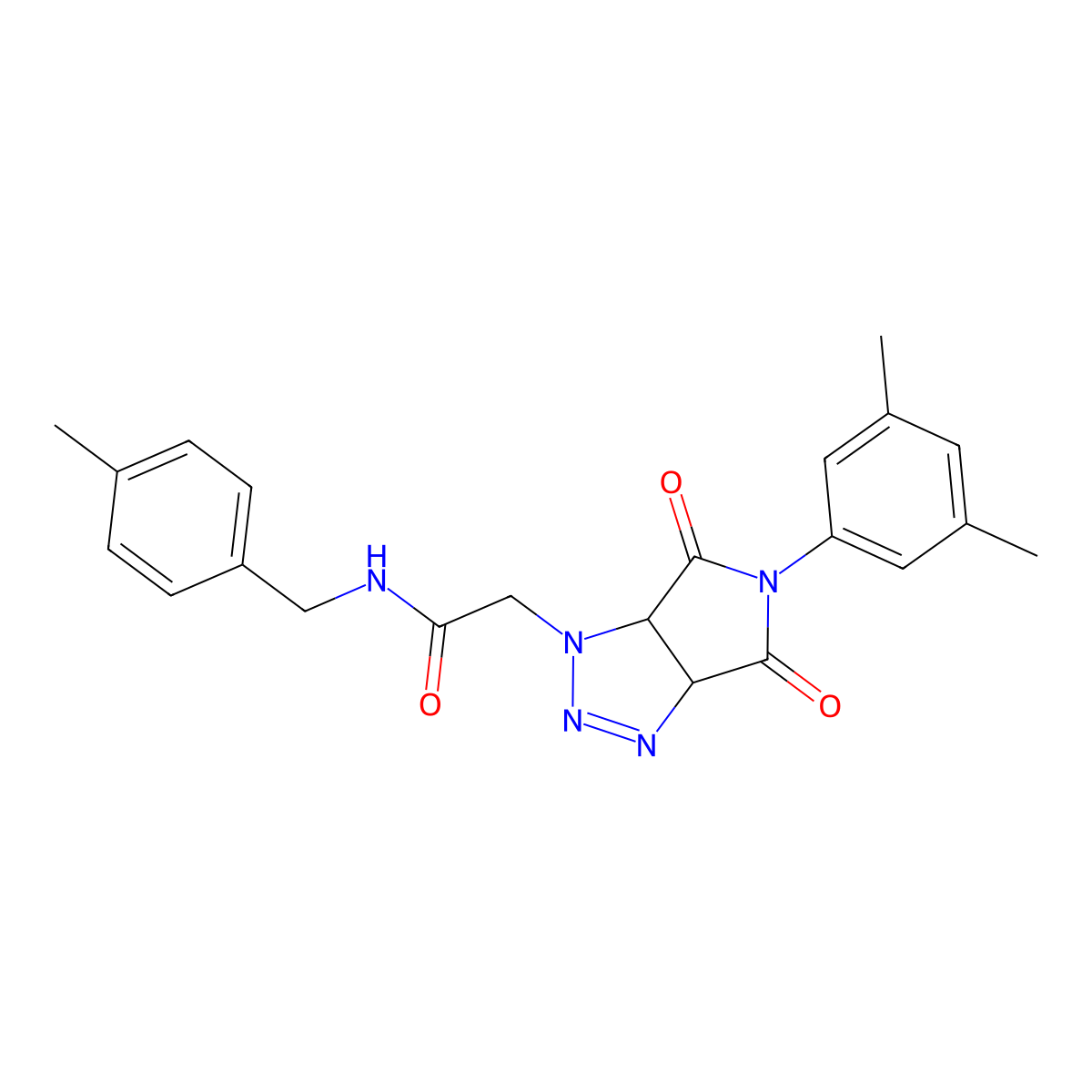2-[5-(3,5-dimethylphenyl)-4,6-dioxo-1H,3aH,4H,5H,6H,6aH-pyrrolo[3,4-d][1,2,3]triazol-1-yl]-N-[(4-methylphenyl)methyl]acetamide molecular structure, CAS 1008237-75-9