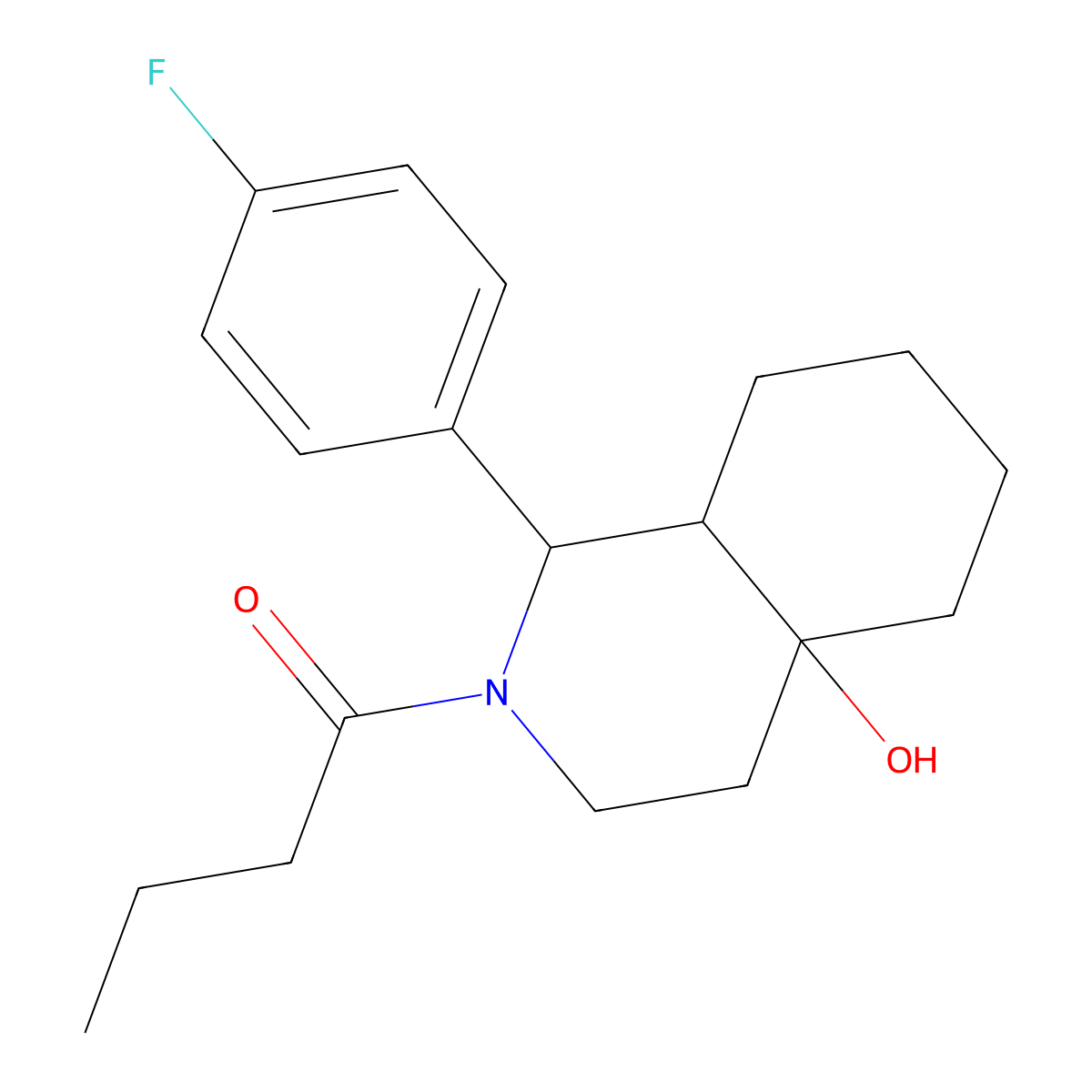 1-(1-(4-fluorophenyl)-4a-hydroxyoctahydroisoquinolin-2(1H)-yl)butan-1-one molecular structure, CAS 1008239-51-7