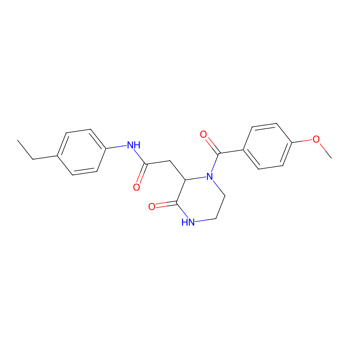 N-(4-ethylphenyl)-2-[1-(4-methoxybenzoyl)-3-oxopiperazin-2-yl]acetamide molecular structure, CAS 1008239-63-1