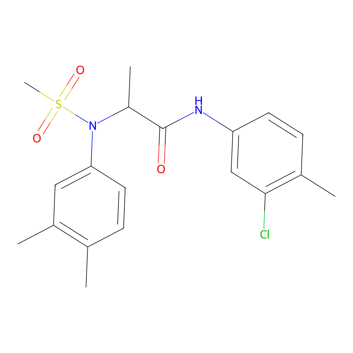 N-(3-chloro-4-methylphenyl)-2-(3,4-dimethyl-N-methylsulfonylanilino)propanamide molecular structure, CAS 1008239-81-3
