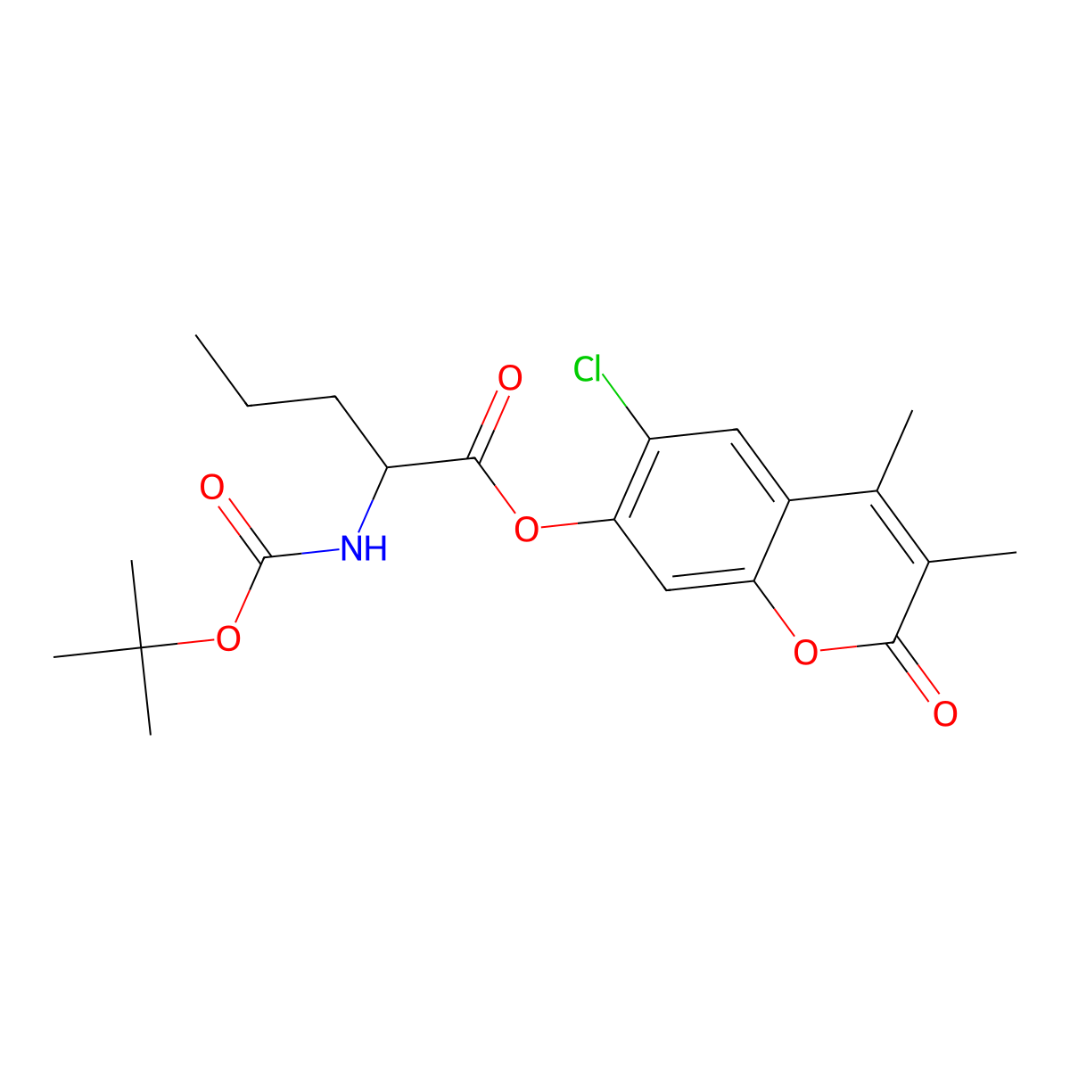 6-chloro-3,4-dimethyl-2-oxo-2H-chromen-7-yl N-(tert-butoxycarbonyl)norvalinate molecular structure, CAS 1008242-41-8