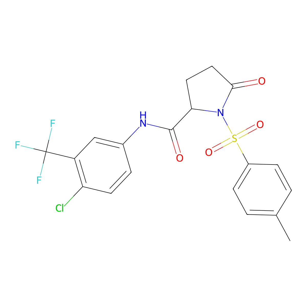 N-[4-chloro-3-(trifluoromethyl)phenyl]-1-(4-methylphenyl)sulfonyl-5-oxopyrrolidine-2-carboxamide molecular structure, CAS 1008242-76-9
