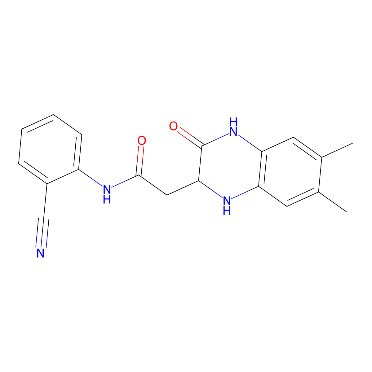 N-(2-cyanophenyl)-2-(6,7-dimethyl-3-oxo-1,2,3,4-tetrahydroquinoxalin-2-yl)acetamide molecular structure, CAS 1008242-85-0