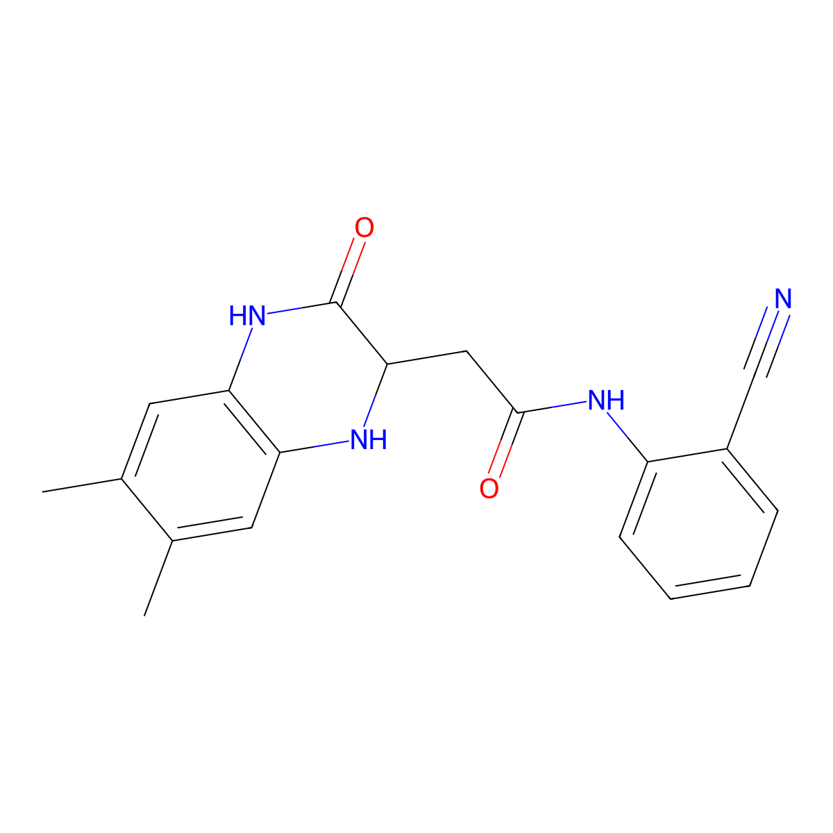 N-(2-cyanophenyl)-2-(6,7-dimethyl-3-oxo-1,2,3,4-tetrahydroquinoxalin-2-yl)acetamide molecular structure, CAS 1008242-85-0