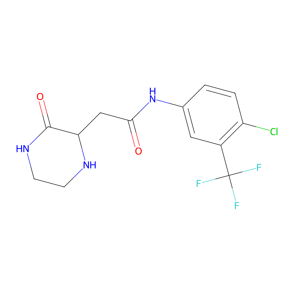 N-[4-chloro-3-(trifluoromethyl)phenyl]-2-(3-oxopiperazin-2-yl)acetamide molecular structure, CAS 1008243-38-6