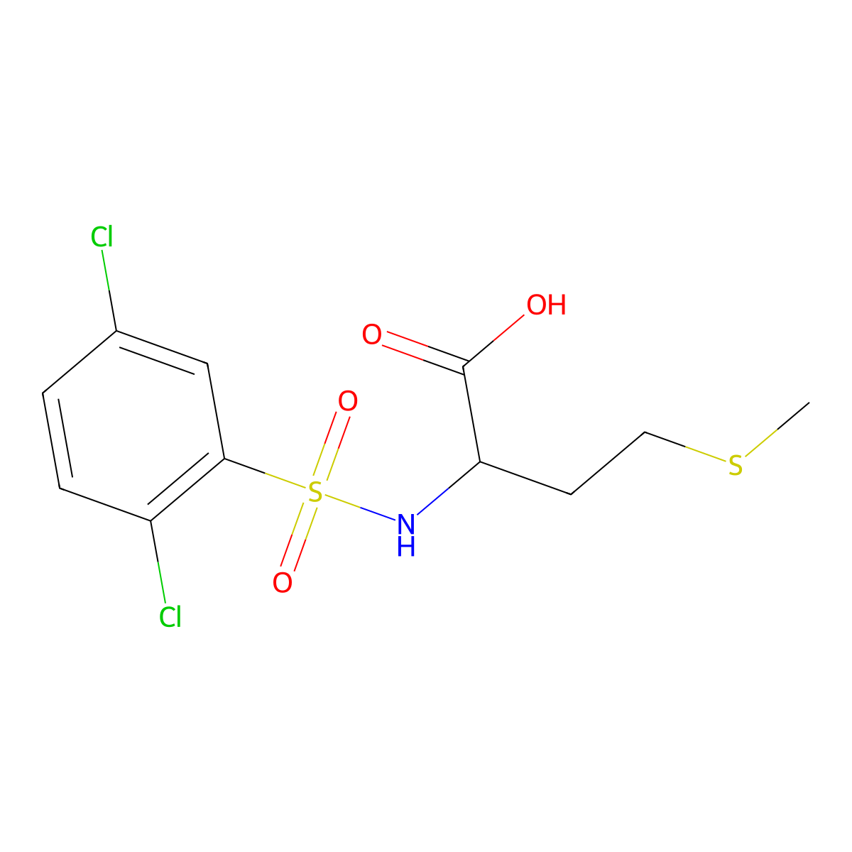 2-(2,5-Dichlorobenzenesulfonamido)-4-(methylsulfanyl)butanoic acid molecular structure, CAS 1008243-41-1