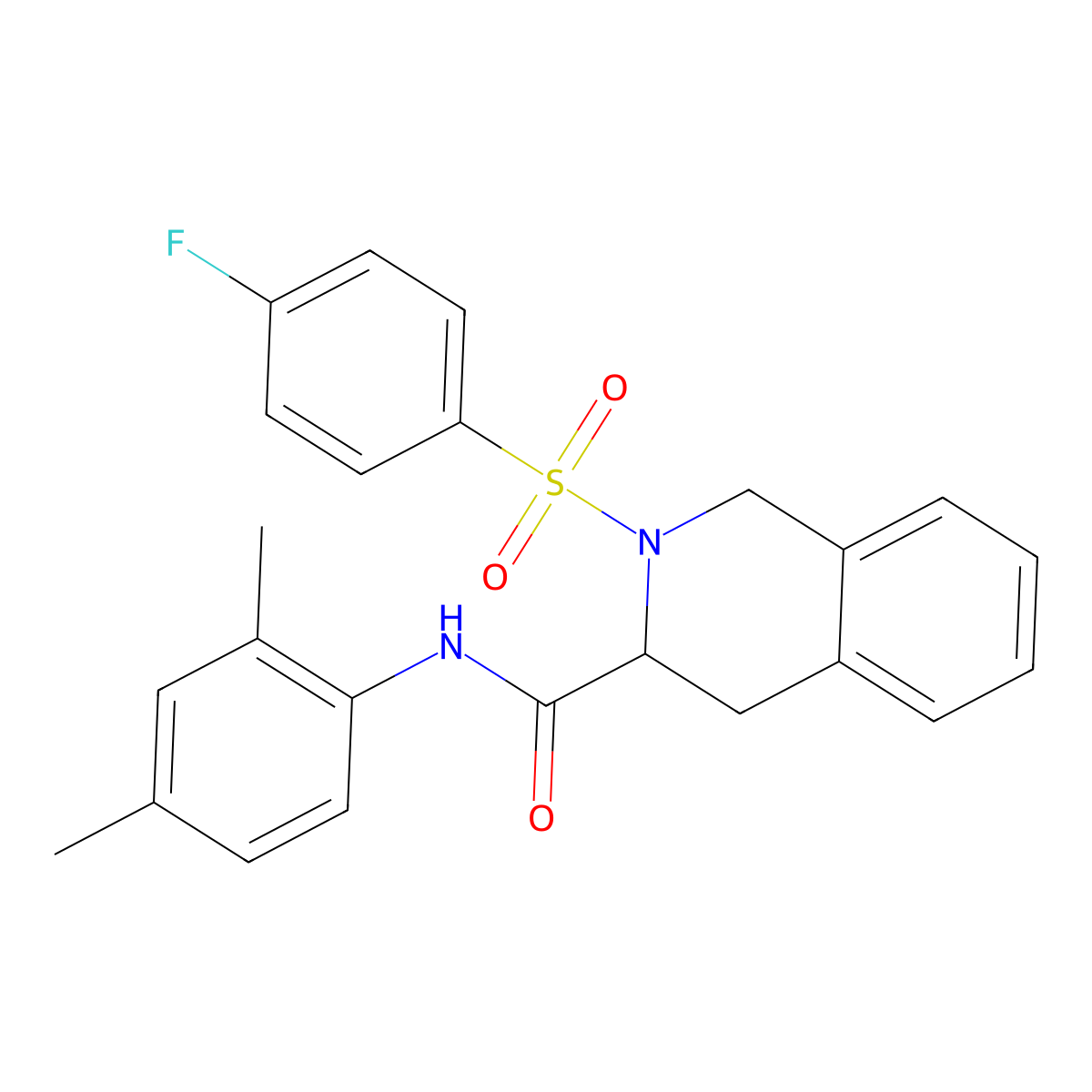 N-(2,4-dimethylphenyl)-2-(4-fluorophenyl)sulfonyl-3,4-dihydro-1H-isoquinoline-3-carboxamide molecular structure, CAS 1008243-85-3