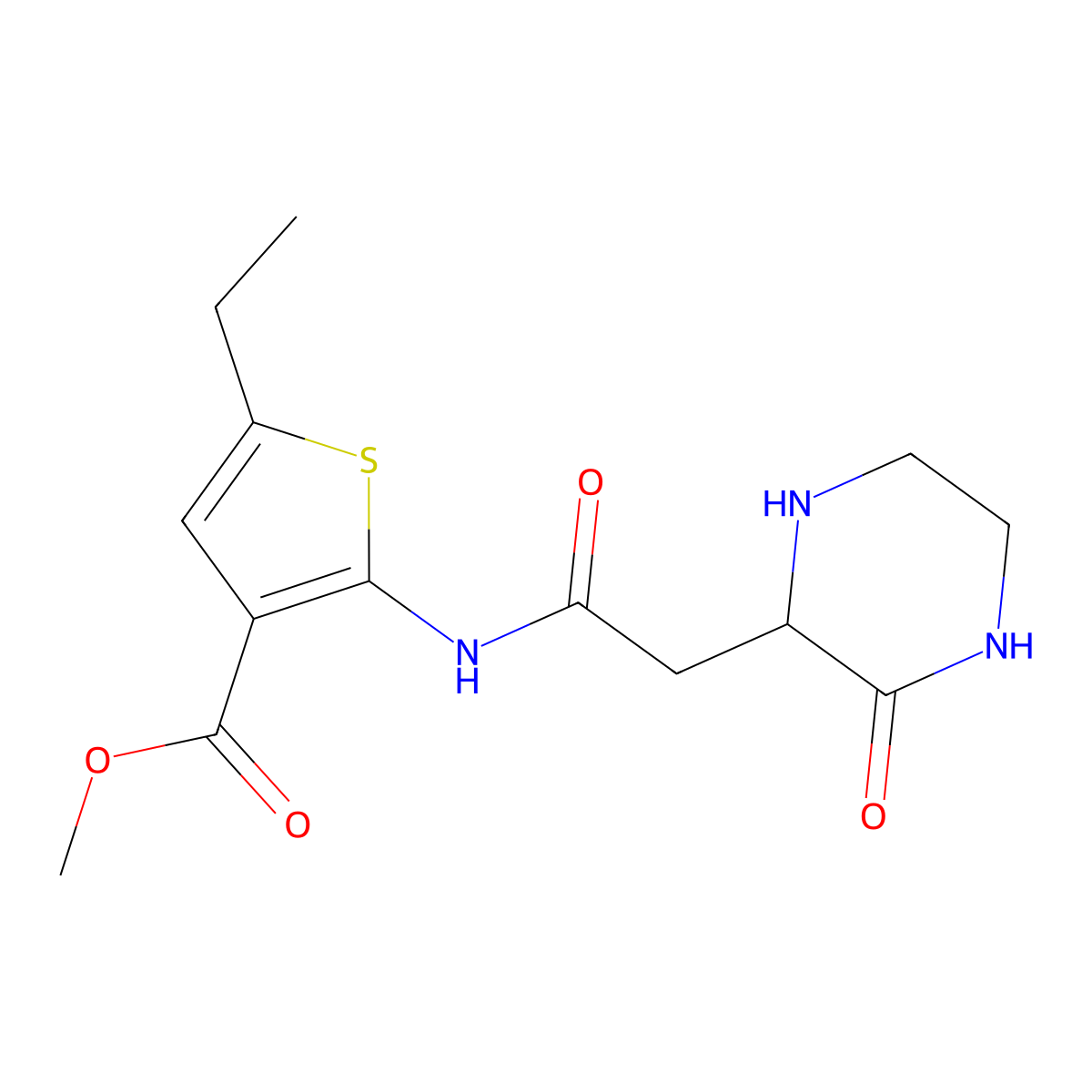 Methyl 5-ethyl-2-{[(3-oxo-2-piperazinyl)acetyl]amino}-3-thiophenecarboxylate molecular structure, CAS 1008244-05-0
