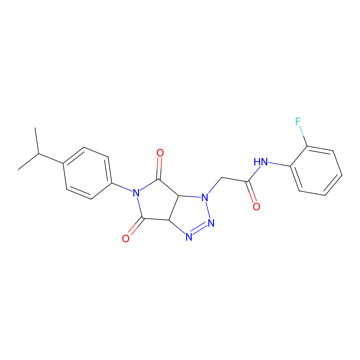 N-(2-fluorophenyl)-2-[5-(4-isopropylphenyl)-4,6-dioxo-4,5,6,6a-tetrahydropyrrolo[3,4-d][1,2,3]triazol-1(3aH)-yl]acetamide molecular structure, CAS 1008245-04-2