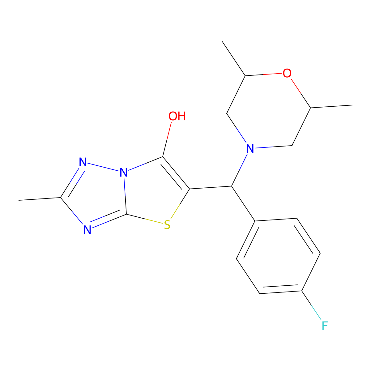 5-((2,6-Dimethylmorpholino)(4-fluorophenyl)methyl)-2-methylthiazolo[3,2-b][1,2,4]triazol-6-ol molecular structure, CAS 1008248-04-1