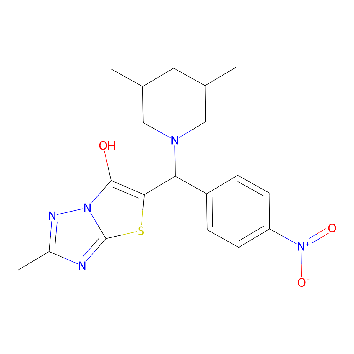 5-((3,5-Dimethylpiperidin-1-yl)(4-nitrophenyl)methyl)-2-methylthiazolo[3,2-b][1,2,4]triazol-6-ol molecular structure, CAS 1008248-07-4