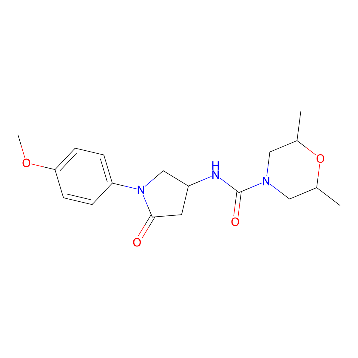 N-[1-(4-methoxyphenyl)-5-oxopyrrolidin-3-yl]-2,6-dimethylmorpholine-4-carboxamide molecular structure, CAS 1008248-15-4