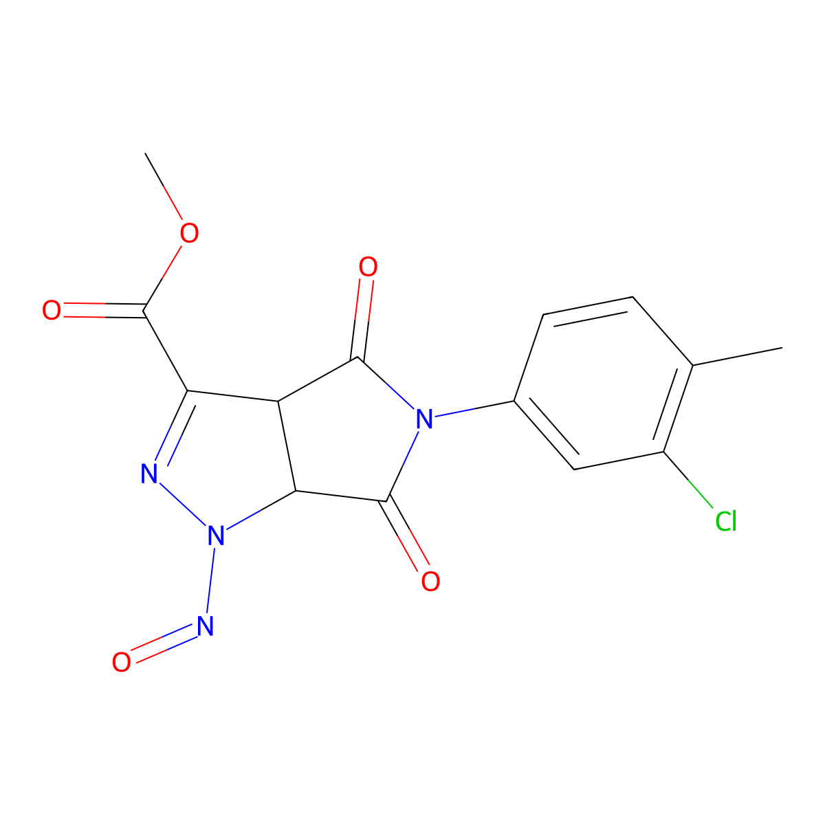 Methyl 5-(3-chloro-4-methylphenyl)-1-nitroso-4,6-dioxo-1,3a,4,5,6,6a-hexahydropyrrolo[3,4-c]pyrazole-3-carboxylate molecular structure, CAS 1008248-22-3