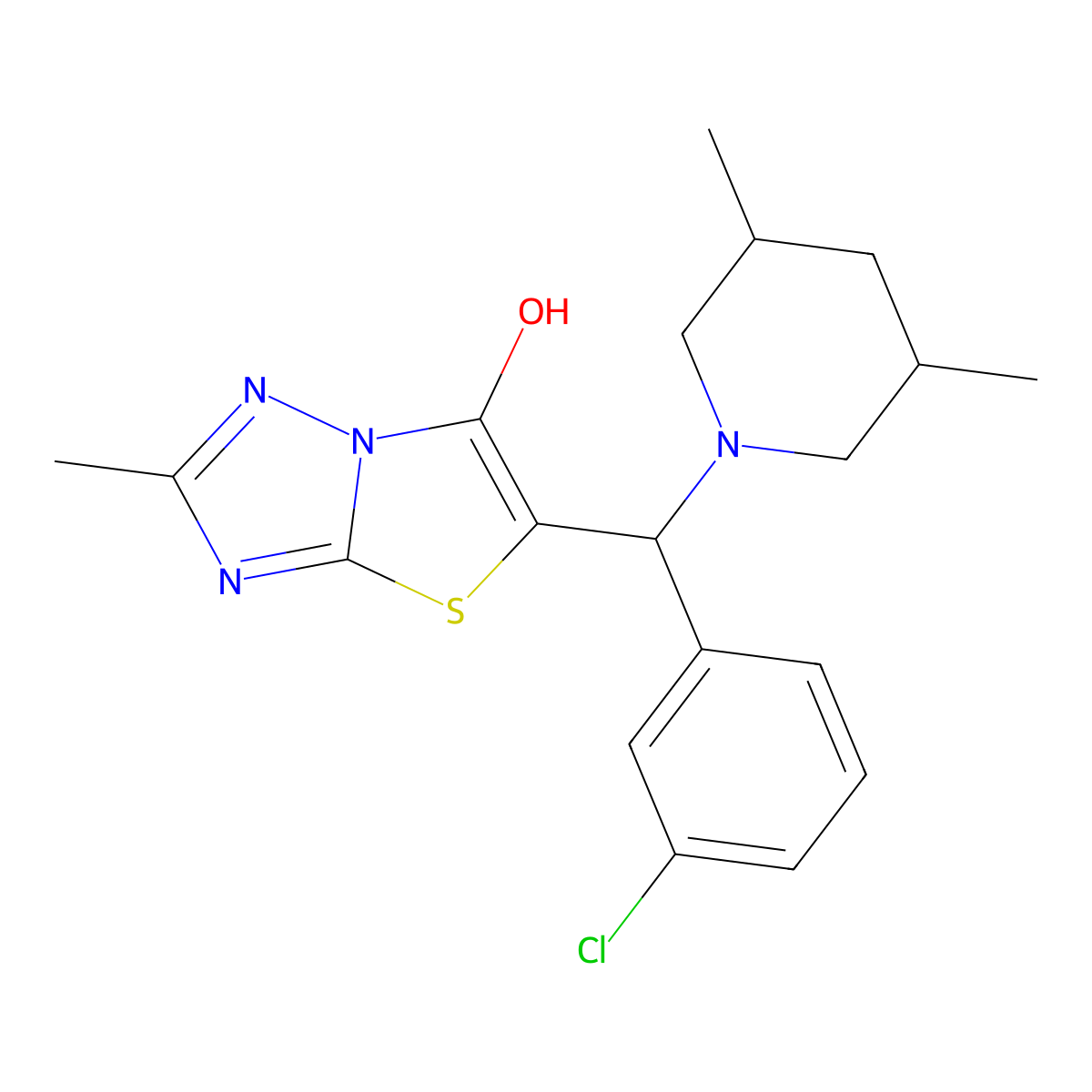 5-((3-Chlorophenyl)(3,5-dimethylpiperidin-1-yl)methyl)-2-methylthiazolo[3,2-b][1,2,4]triazol-6-ol molecular structure, CAS 1008248-36-9