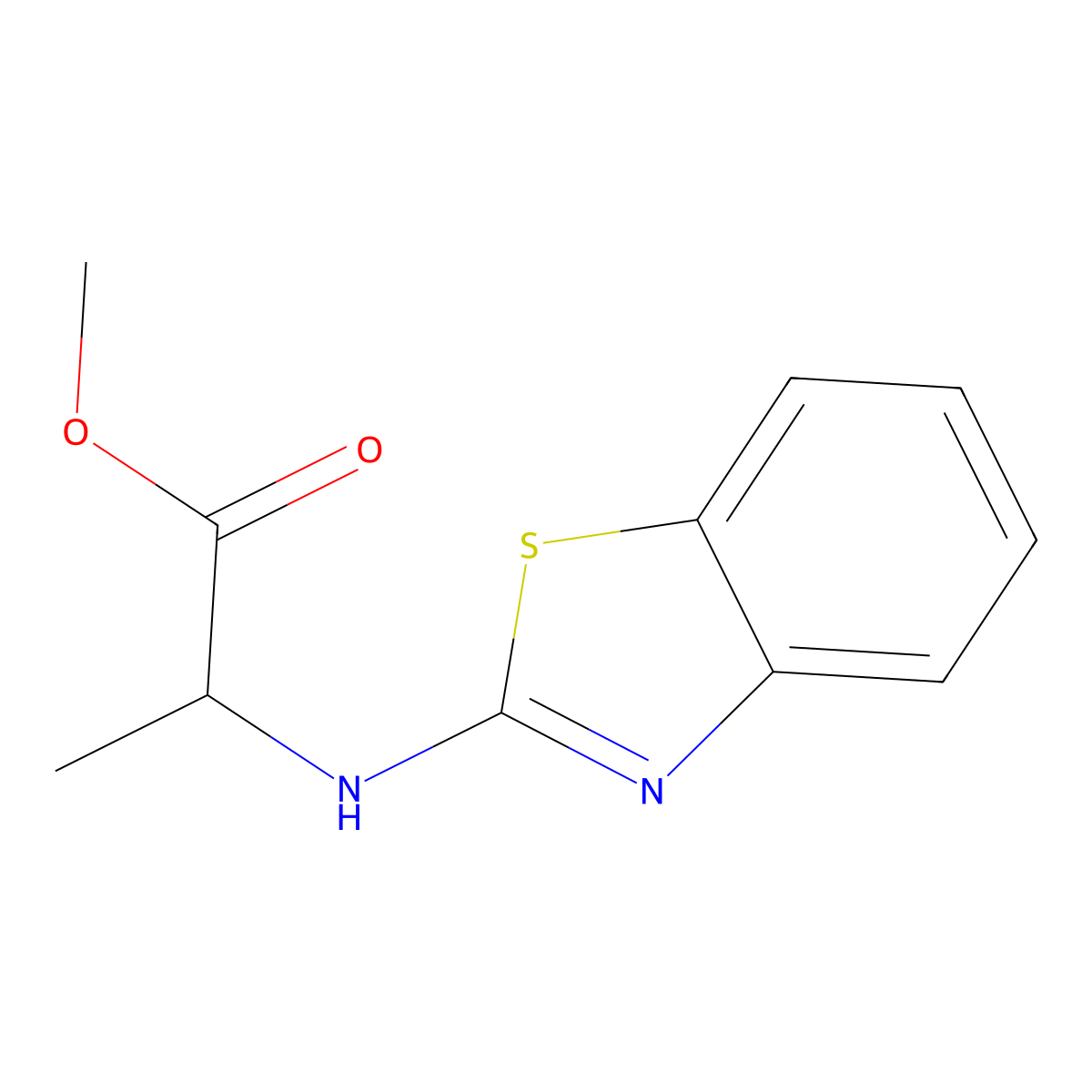 Methyl 2-(1,3-benzothiazol-2-ylamino)propanoate molecular structure, CAS 1008251-25-9