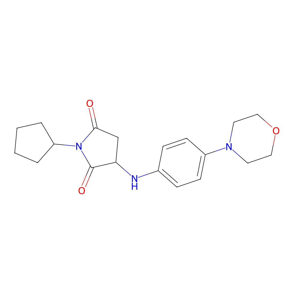 1-Cyclopentyl-3-((4-morpholinophenyl)amino)pyrrolidine-2,5-dione molecular structure, CAS 1008251-36-2
