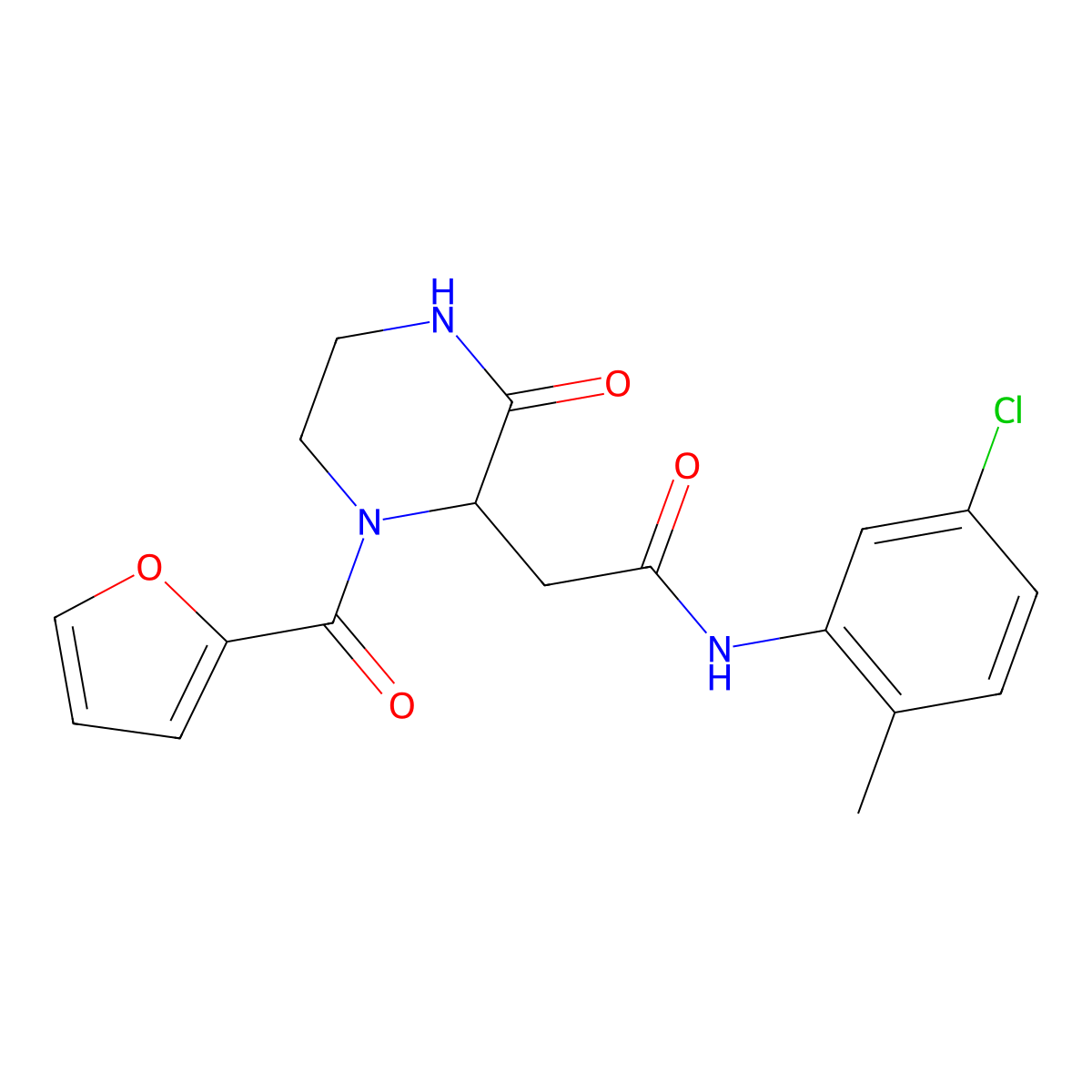 N-(5-chloro-2-methylphenyl)-2-[1-(furan-2-ylcarbonyl)-3-oxopiperazin-2-yl]acetamide molecular structure, CAS 1008252-23-0