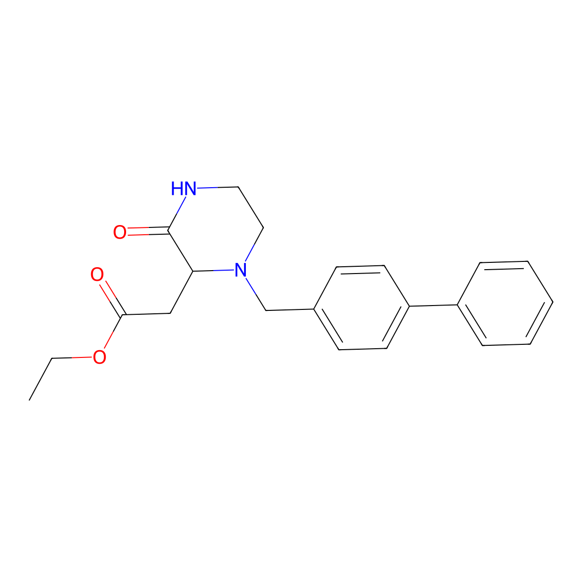 Ethyl [1-(biphenyl-4-ylmethyl)-3-oxopiperazin-2-yl]acetate molecular structure, CAS 1008254-21-4