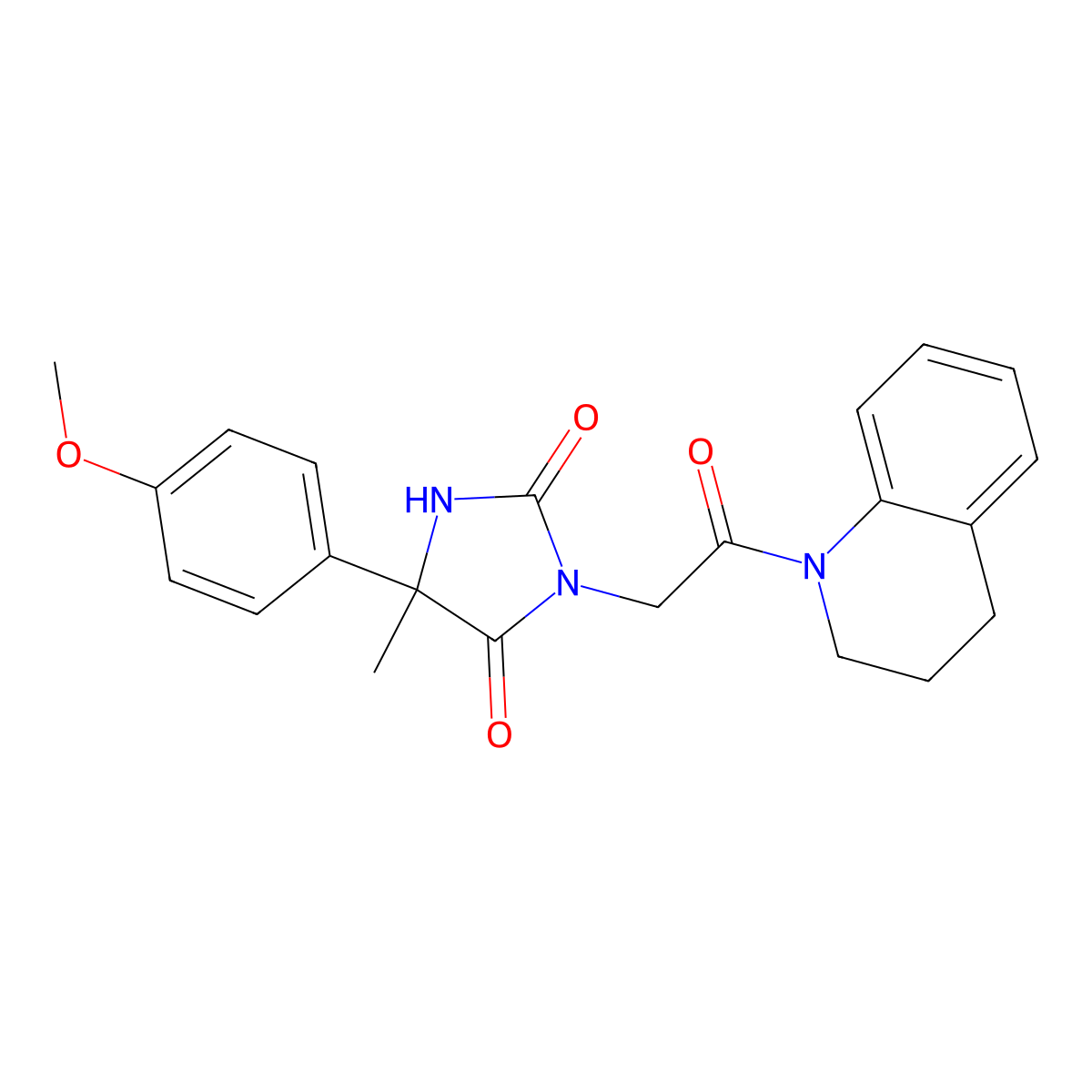 3-(2-(3,4-dihydroquinolin-1(2H)-yl)-2-oxoethyl)-5-(4-methoxyphenyl)-5-methylimidazolidine-2,4-dione molecular structure, CAS 1008261-17-3