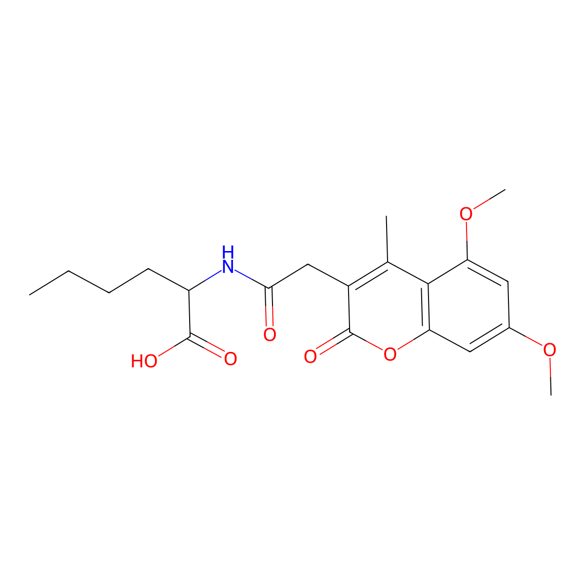 N-[(5,7-dimethoxy-4-methyl-2-oxo-2H-chromen-3-yl)acetyl]norleucine molecular structure, CAS 1008261-35-5