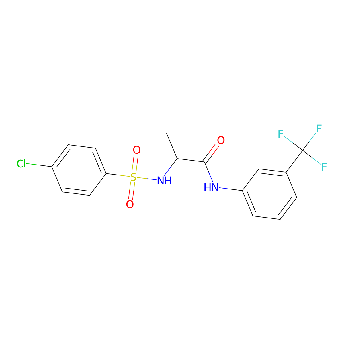 2-{[(4-chlorophenyl)sulfonyl]amino}-N-[3-(trifluoromethyl)phenyl]propanamide molecular structure, CAS 1008261-45-7