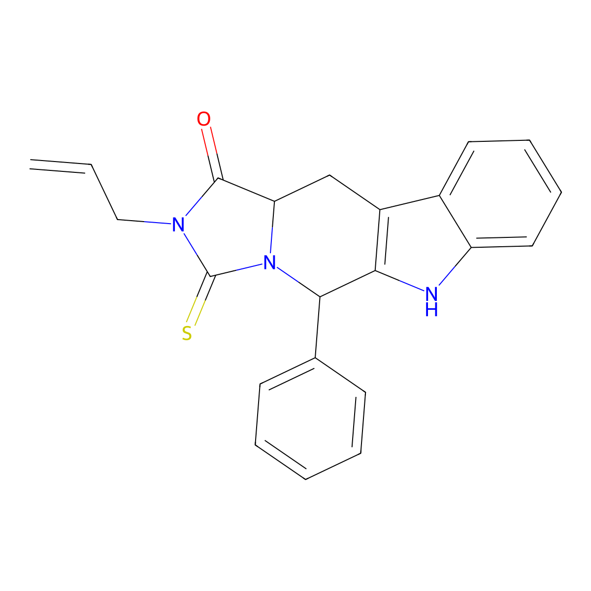 2-allyl-5-phenyl-3-thioxo-2,3,5,6,11,11a-hexahydro-1H-imidazo[1',5':1,6]pyrido[3,4-b]indol-1-one molecular structure, CAS 1008261-50-4