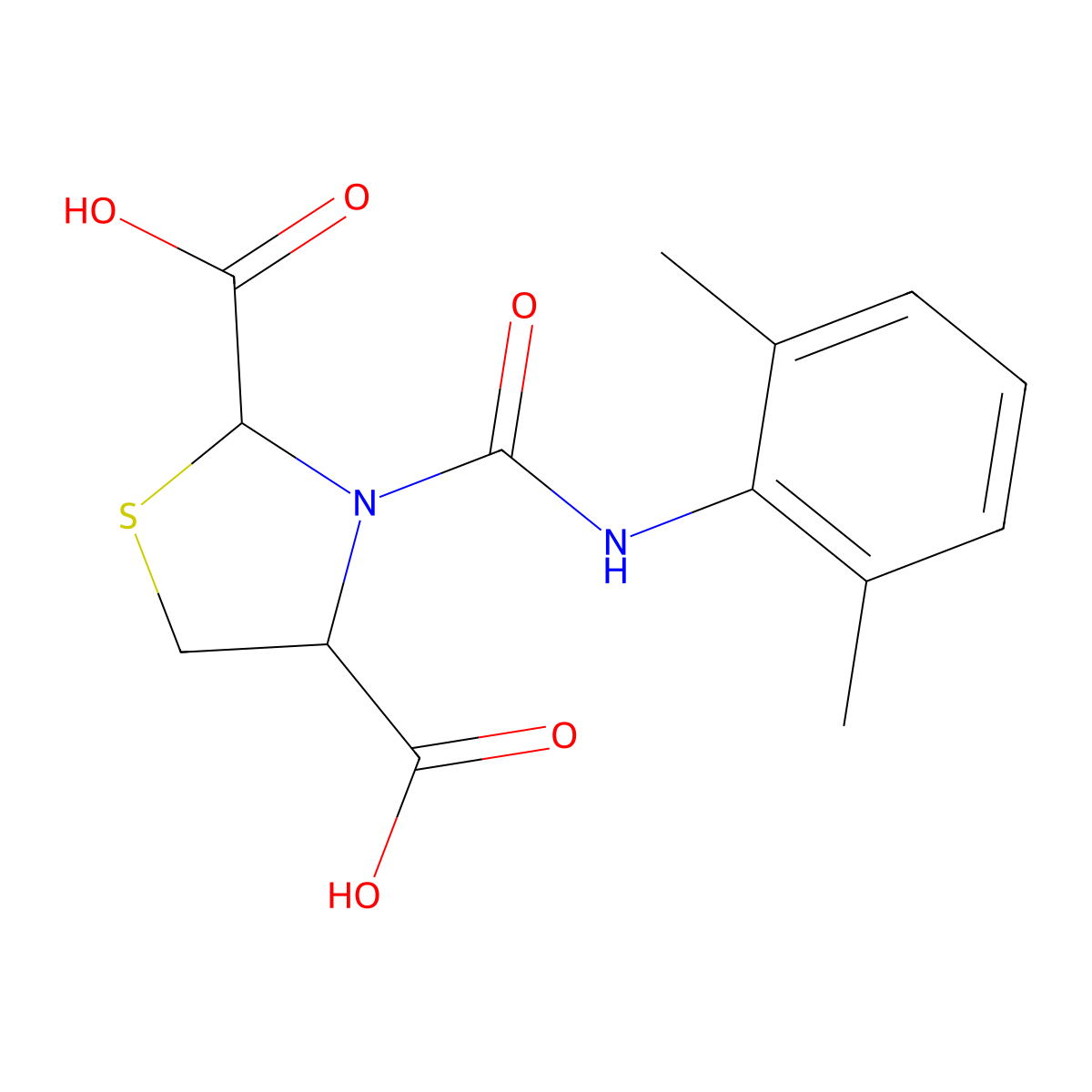 3-[(2,6-Dimethylphenyl)carbamoyl]-1,3-thiazolidine-2,4-dicarboxylic acid molecular structure, CAS 1008262-22-3