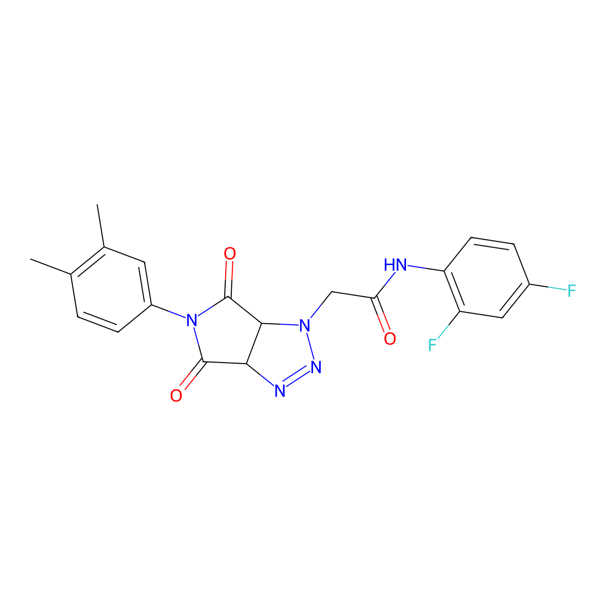 N-(2,4-difluorophenyl)-2-[5-(3,4-dimethylphenyl)-4,6-dioxo-1H,3aH,4H,5H,6H,6aH-pyrrolo[3,4-d][1,2,3]triazol-1-yl]acetamide molecular structure, CAS 1008262-55-2