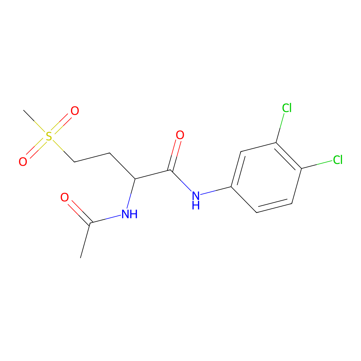 2-acetamido-N-(3,4-dichlorophenyl)-4-(methylsulfonyl)butanamide molecular structure, CAS 1008262-57-4