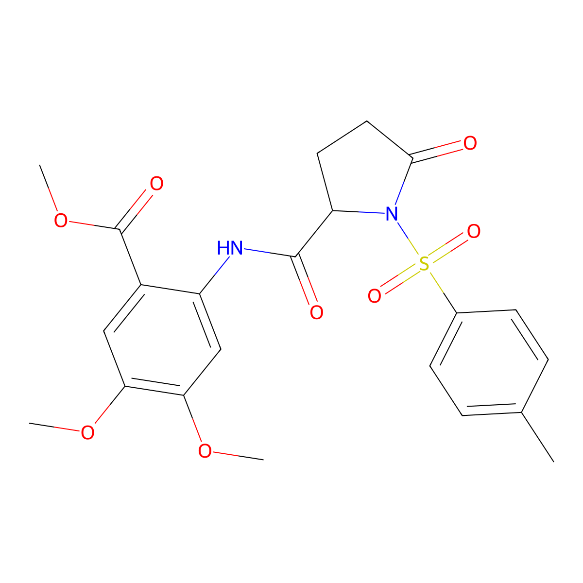 Methyl 4,5-dimethoxy-2-({1-[(4-methylphenyl)sulfonyl]-5-oxoprolyl}amino)benzoate molecular structure, CAS 1008263-00-0