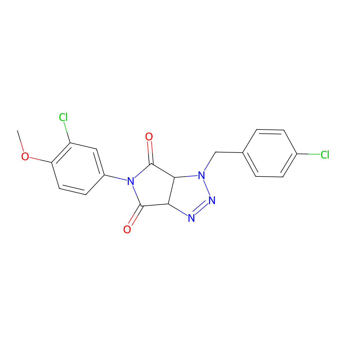 1-(4-chlorobenzyl)-5-(3-chloro-4-methoxyphenyl)-3a,6a-dihydropyrrolo[3,4-d][1,2,3]triazole-4,6(1H,5H)-dione molecular structure, CAS 1008263-21-5