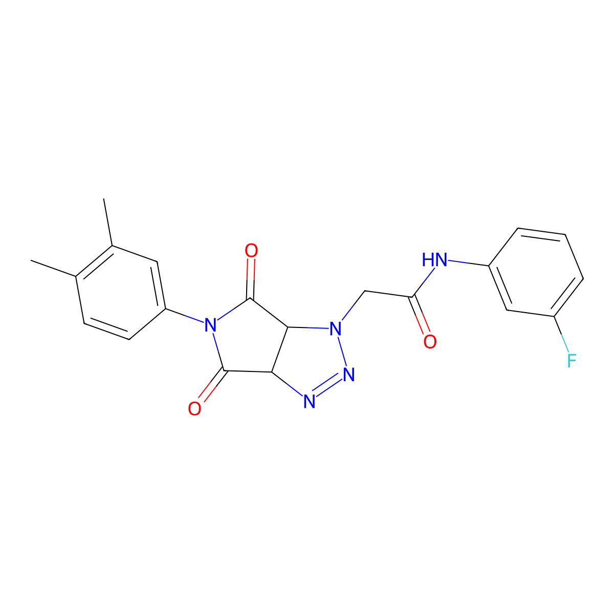2-(5-(3,4-dimethylphenyl)-4,6-dioxo-4,5,6,6a-tetrahydropyrrolo[3,4-d][1,2,3]triazol-1(3aH)-yl)-N-(3-fluorophenyl)acetamide molecular structure, CAS 1008263-29-3
