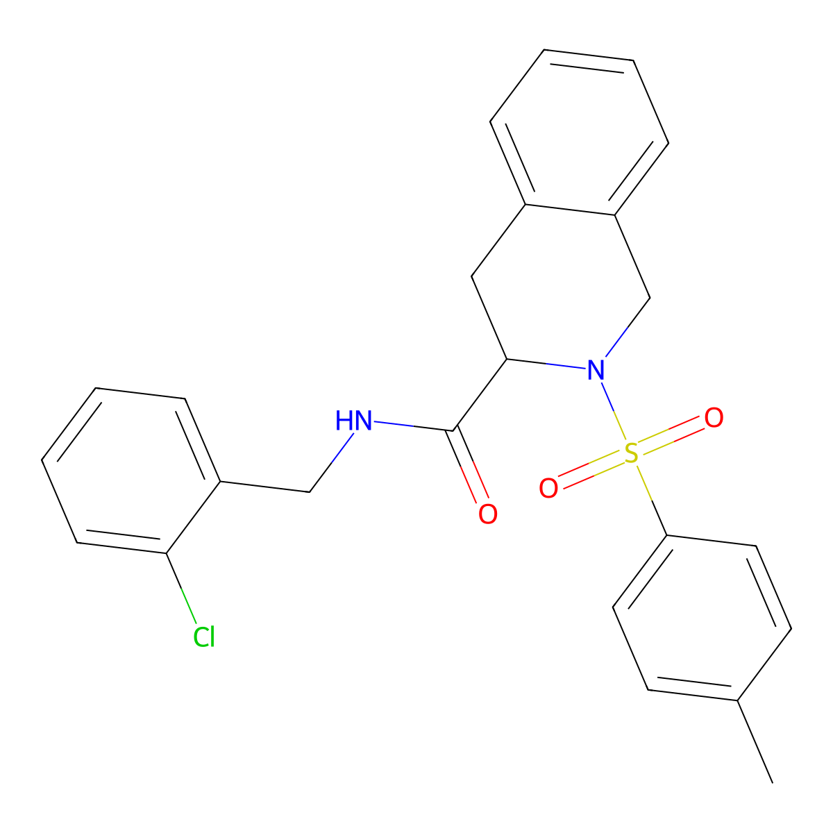 N-[(2-chlorophenyl)methyl]-2-(4-methylbenzenesulfonyl)-1,2,3,4-tetrahydroisoquinoline-3-carboxamide molecular structure, CAS 1008265-65-3