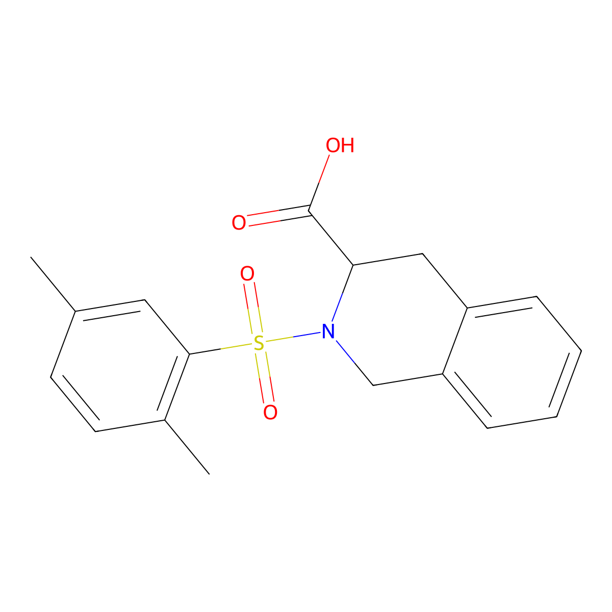 2-(2,5-Dimethylbenzenesulfonyl)-1,2,3,4-tetrahydroisoquinoline-3-carboxylic acid molecular structure, CAS 1008267-37-5