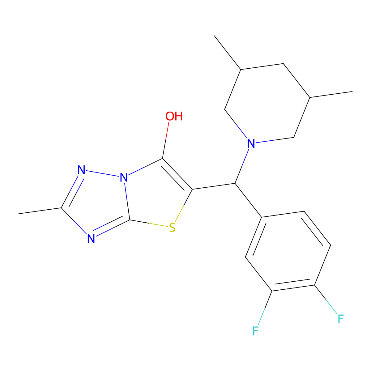 5-((3,4-Difluorophenyl)(3,5-dimethylpiperidin-1-yl)methyl)-2-methylthiazolo[3,2-b][1,2,4]triazol-6-ol molecular structure, CAS 1008267-67-1
