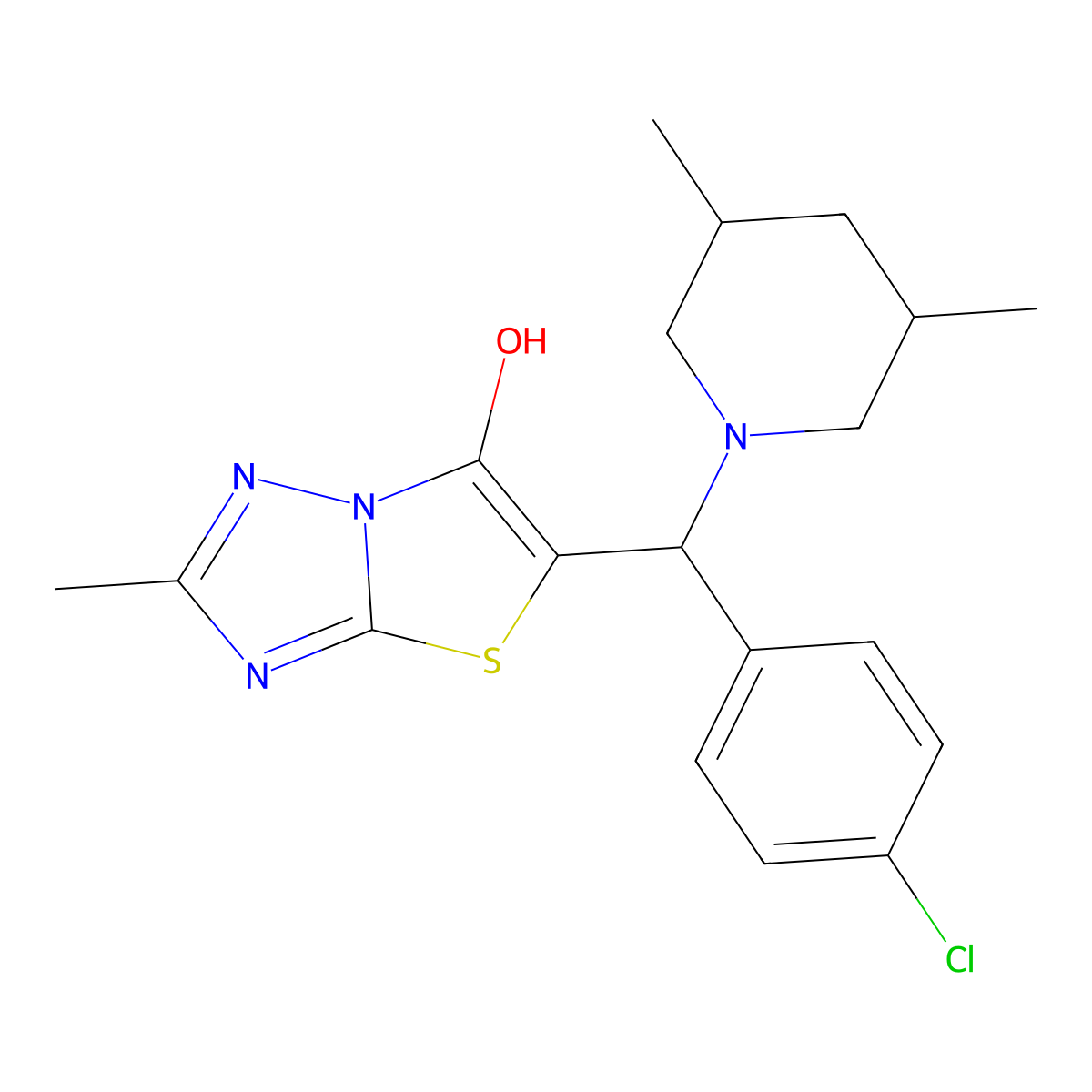 5-((4-Chlorophenyl)(3,5-dimethylpiperidin-1-yl)methyl)-2-methylthiazolo[3,2-b][1,2,4]triazol-6-ol molecular structure, CAS 1008268-09-4