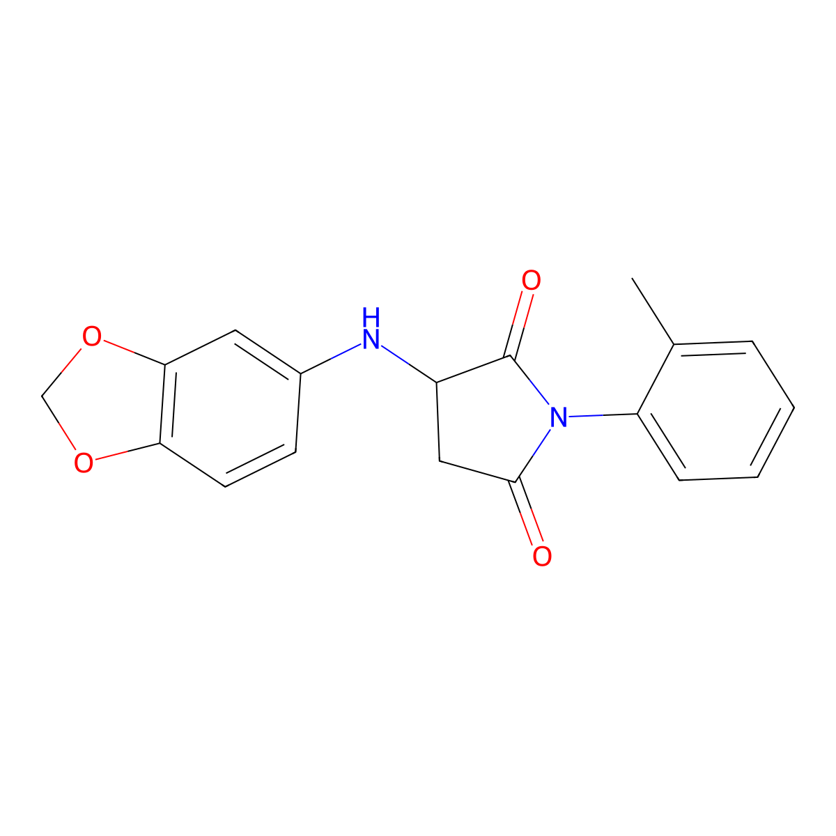 3-(1,3-Benzodioxol-5-ylamino)-1-(2-methylphenyl)-2,5-pyrrolidinedione molecular structure, CAS 1008268-26-5