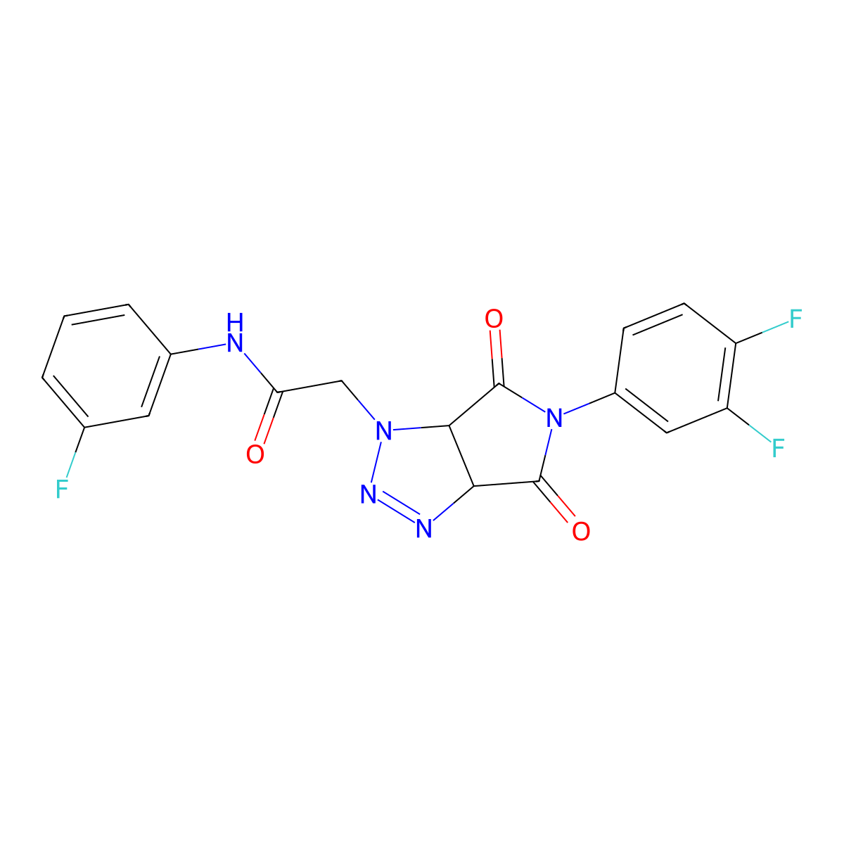2-[5-(3,4-difluorophenyl)-4,6-dioxo-4,5,6,6a-tetrahydropyrrolo[3,4-d][1,2,3]triazol-1(3aH)-yl]-N-(3-fluorophenyl)acetamide molecular structure, CAS 1008269-40-6